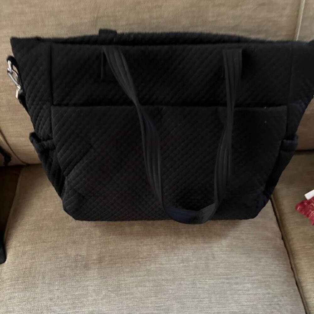 Vera Bradley Microfiber Large Baby Diaper Bag Black Stroller Straps ChangingPad - Picture 5 of 8